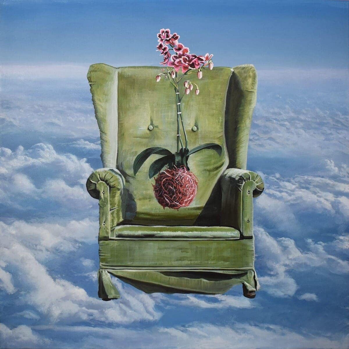 20. ANDREW BENNETT Sky Plant, Comfortable Orchid 90 x 90cm acrylic on canvas - 5,500.00AUD