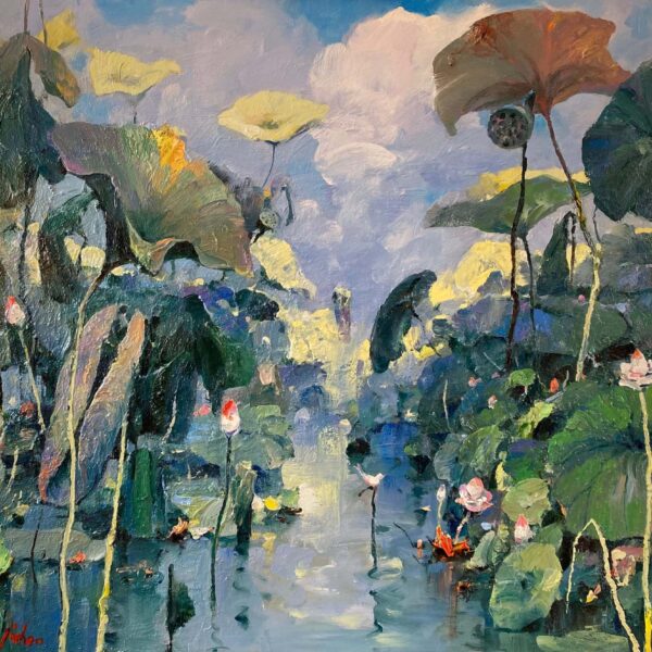 Ji Chen -LOTUS POND Series II - 100 x 100cm $ 10,000.00