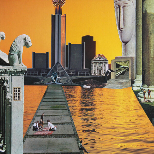 07. CLINTON GORST - Sunset at Swan Lake 32 x 42 x 5cm framed, photomontage on wood board with oak box frame $ 875.00