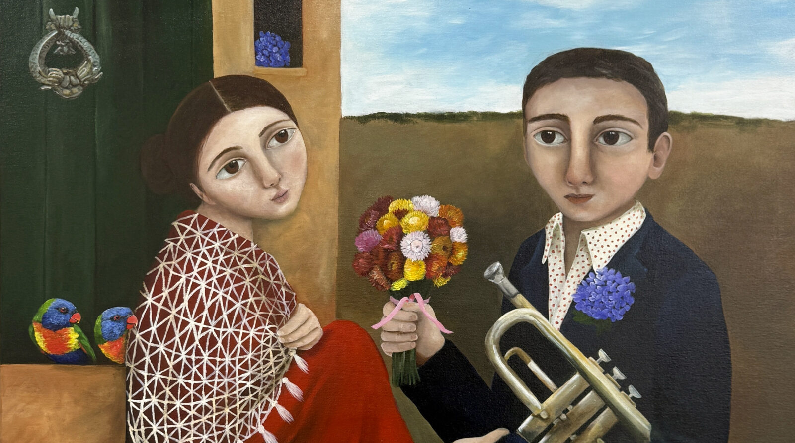 Meeting Her Maestro 92 x 92cm acrylic on canvas $ 3,550