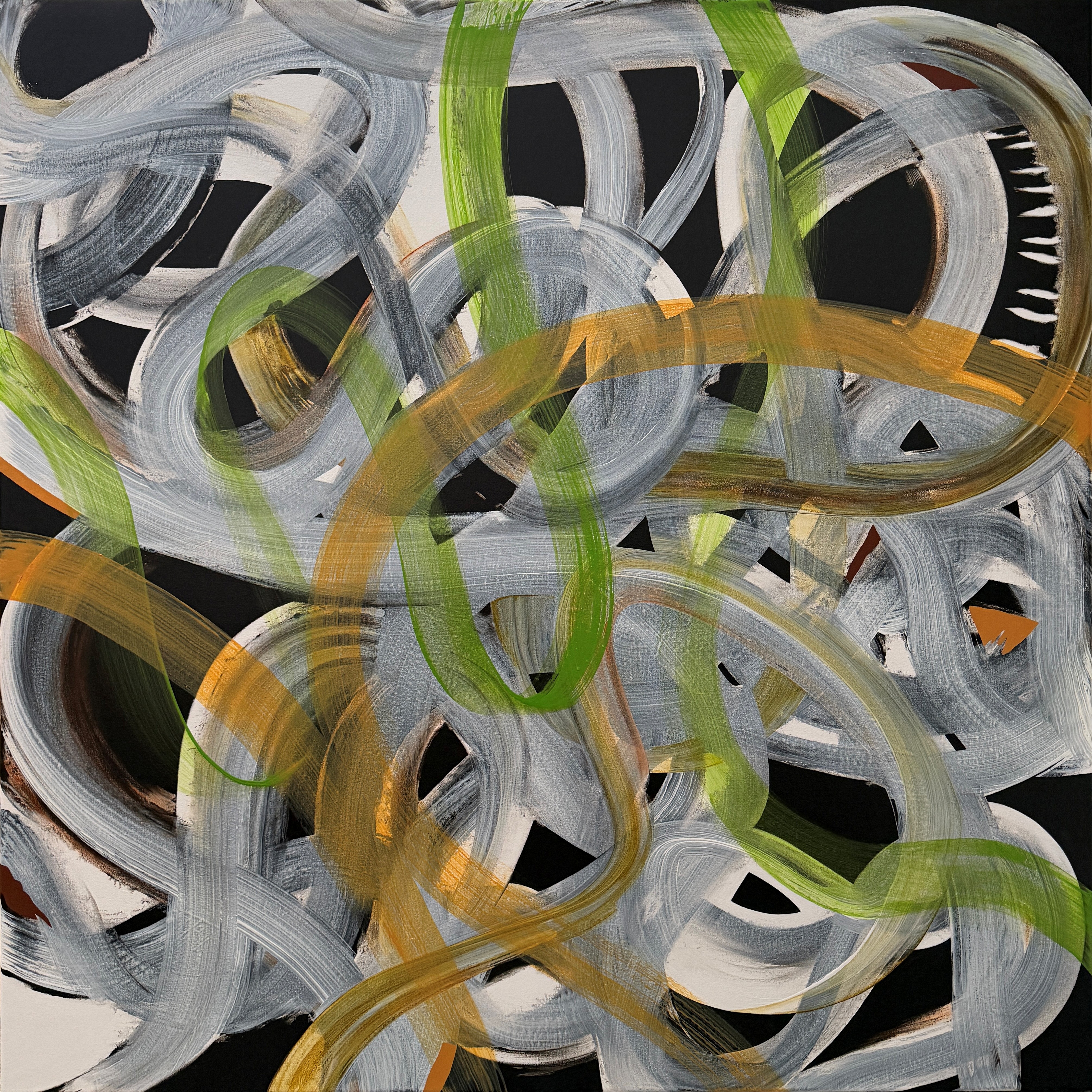 Lost Crop Lines, Verdant Overwriting acrylic on canvas $8500
