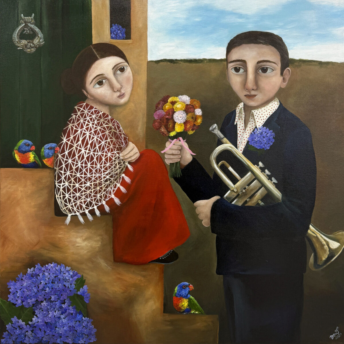 Meeting Her Maestro 92 x 92cm acrylic on canvas $ 3,550