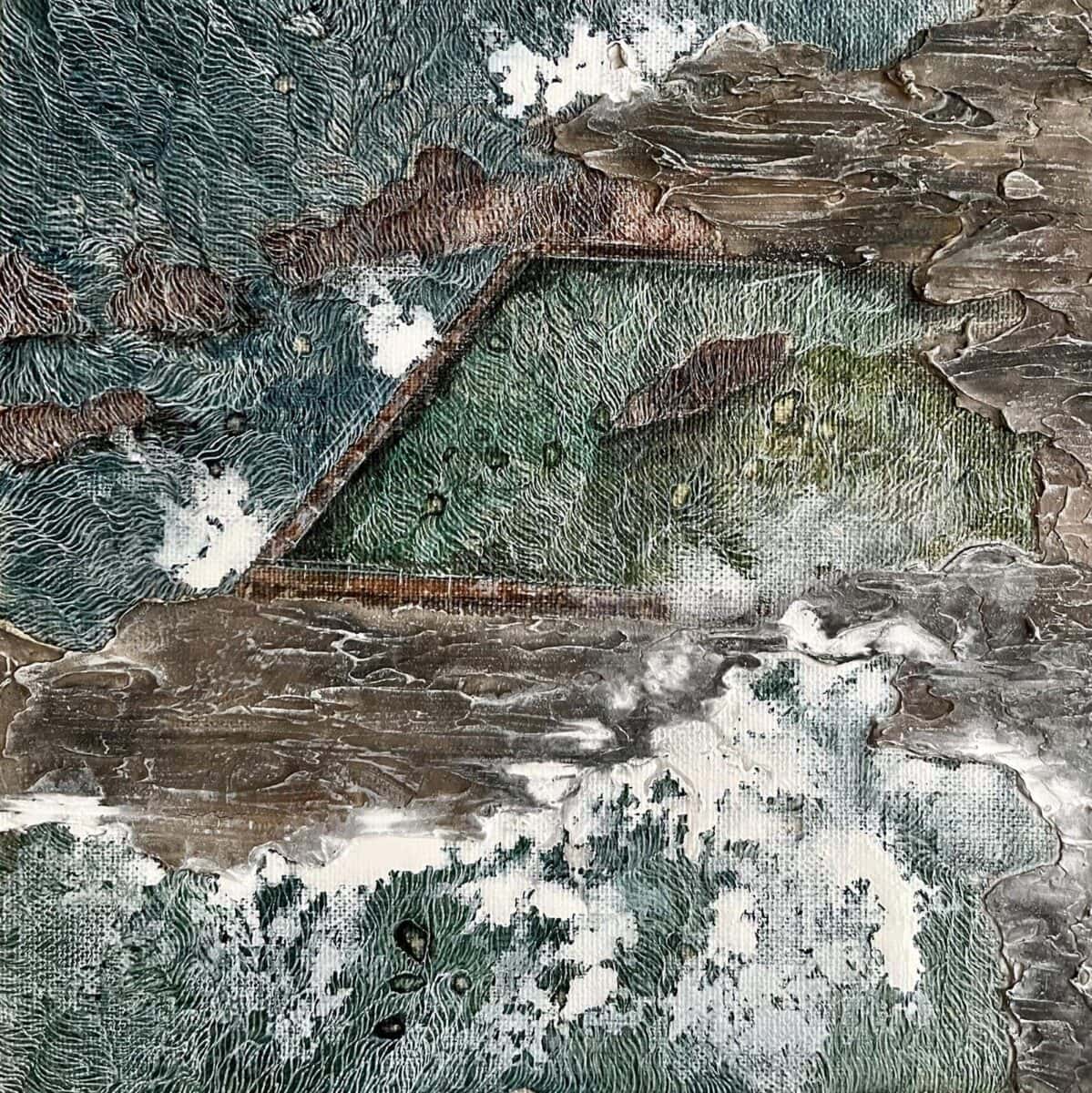 North Curl Curl Pool 20x20cm ink and cement on linen. copy