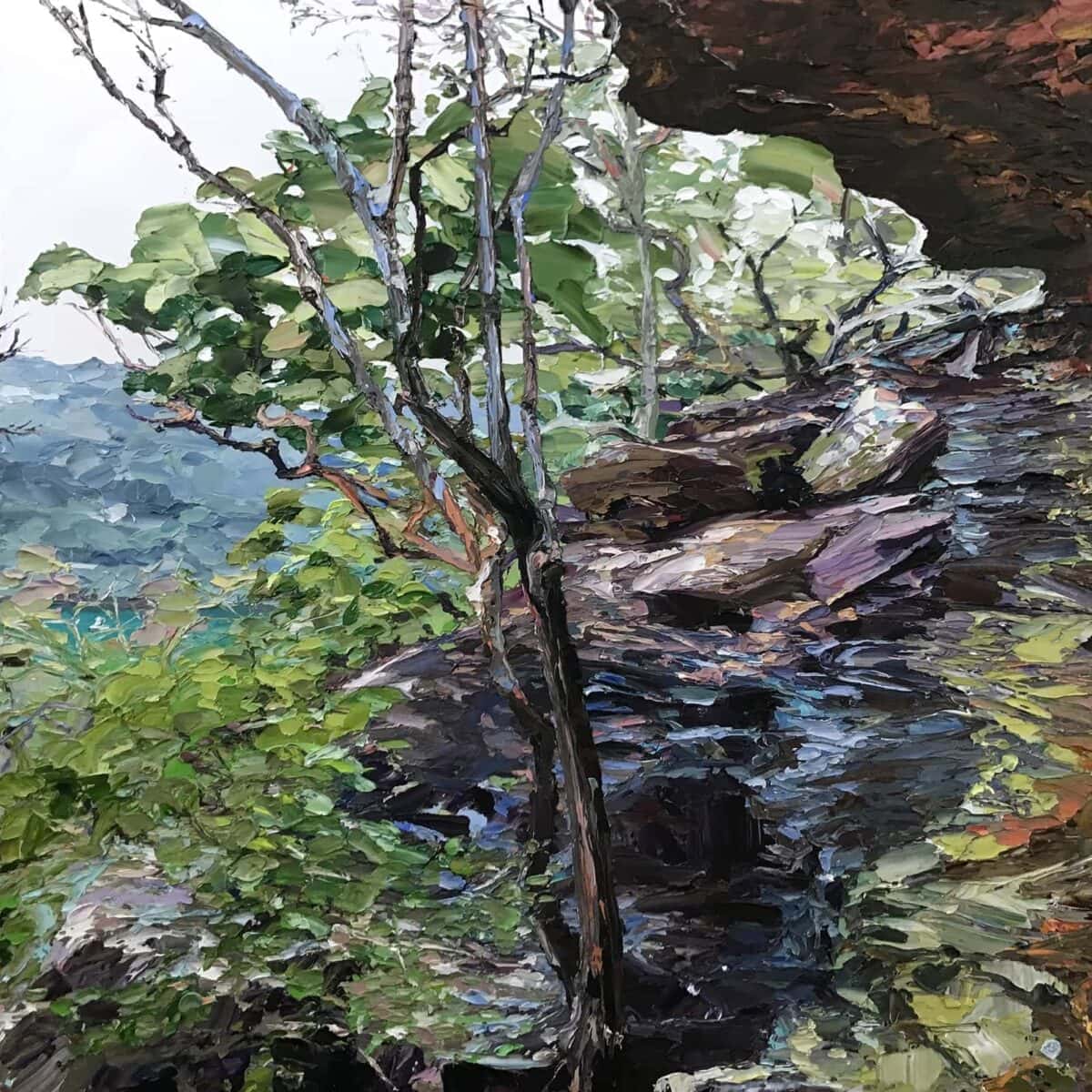 27. MIRANDA SUMMERS Come Sit By Me 102 x 102cm canvas oil on canvas - 3,800.00AUD